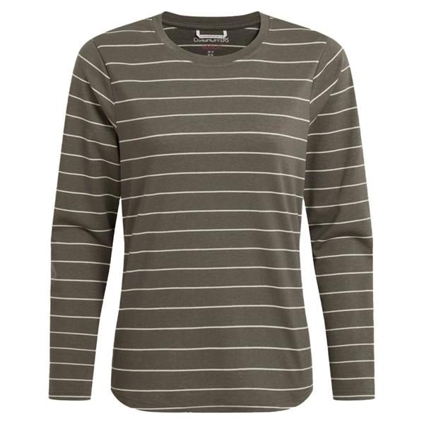 Craghoppers Womens/Ladies Akona Striped Nosilife Long-Sleeved T-Shirt - Wild Olive - 