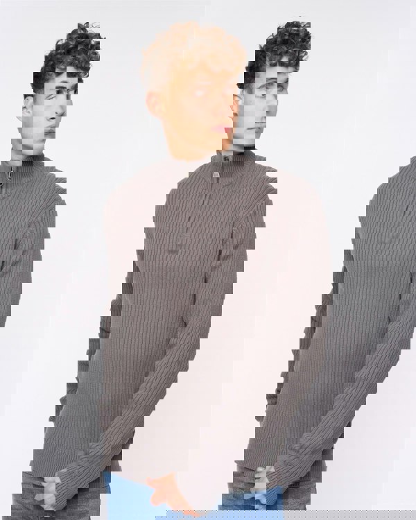 Crosshatch Havaline 1/4 Zip Knit Charcoal Grey