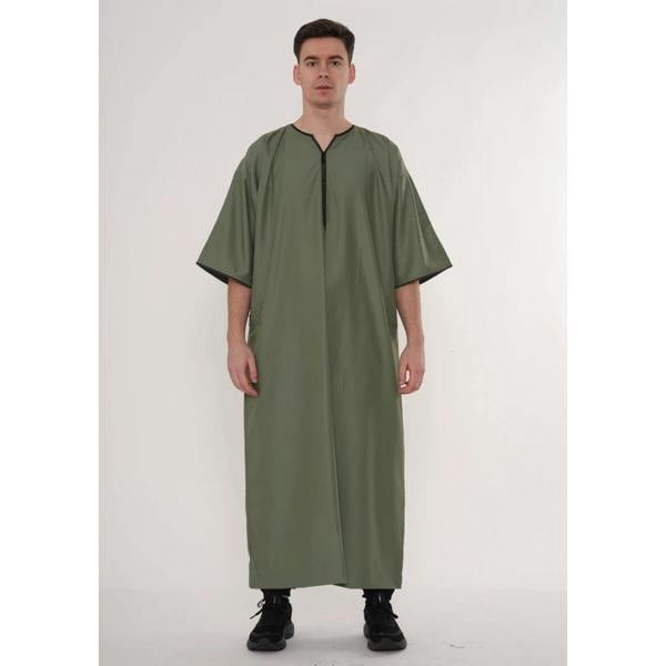 TT-006 - Men's Emirati Omani Half Sleeve Thobe - Olive - Thobez - 4