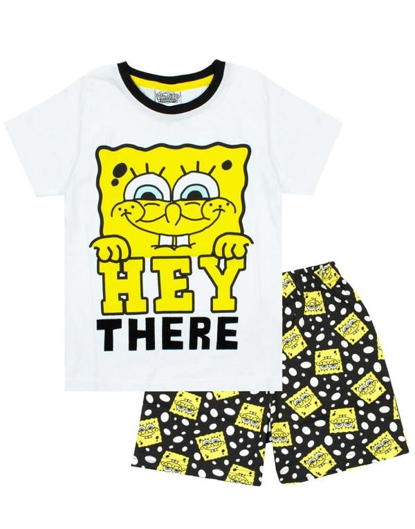 SpongeBob SquarePants Boys White Character Short Sleeve Short Leg Pyjama Set