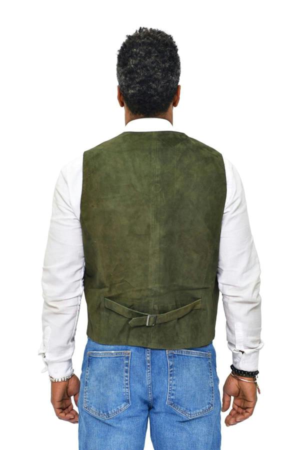 Infinity Leather Mens Classic Goat Suede Leather Waistcoat-Norwich