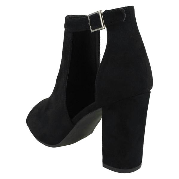 Spot On Ladies Spot On Mid Chunky Heel Covered Vamp Sandals
