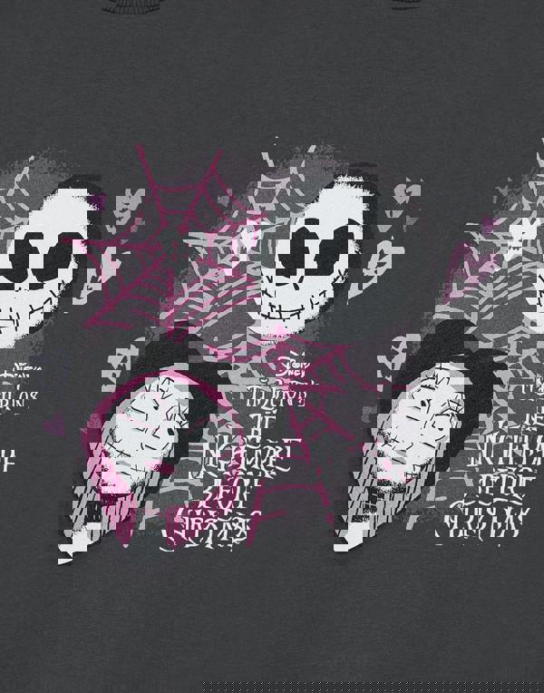 Disney The Nightmare Before Christmas Girls Grey Lovers Short Sleeved T-Shirt