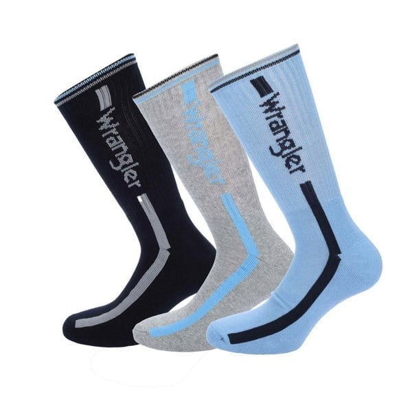 Wrangler Unisex Adult Sports Socks (Pack of 3) - Blue/Black/Grey