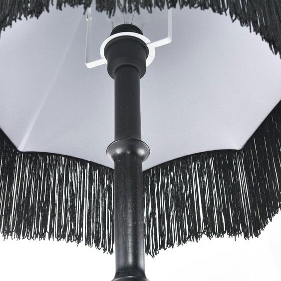 Happy Homewares Classic Black Ash Wooden Floor Lamp with Velvet Victorian Style Shade