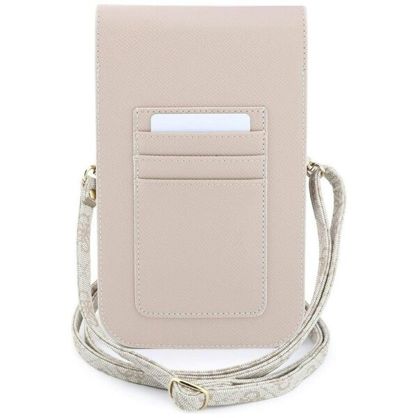 Guess PU Leather Grained 4G Metal Logo Universal Phone Bag Pink - GUWBPG4L4CNP