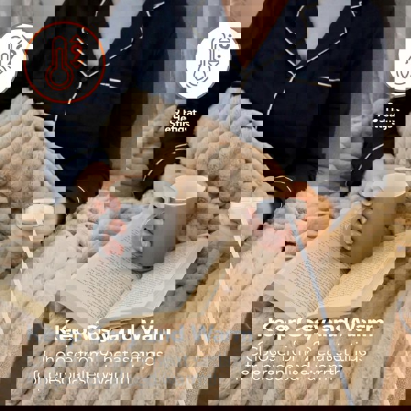 Igenix Luxury Heated Faux Fur Throw 160 x 130 cm - Latte