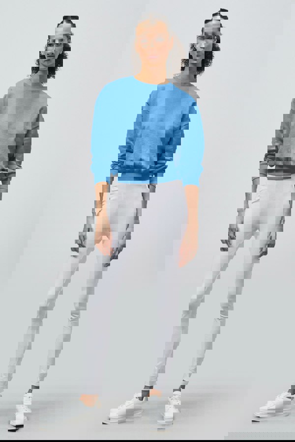 ENORSIA Ribbed Hem Cropped Sweatshirt