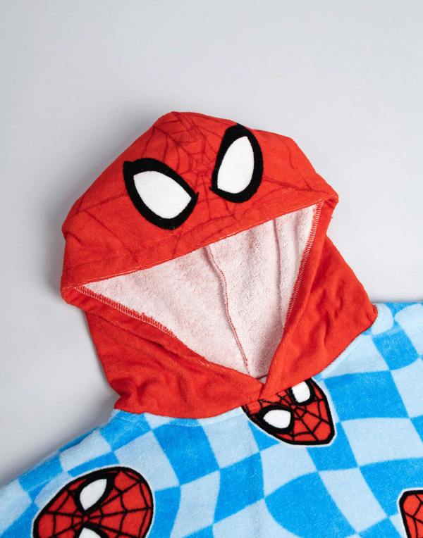 Vanilla Underground Spiderman Boys Blue Character Head Poncho Towel (One Size)