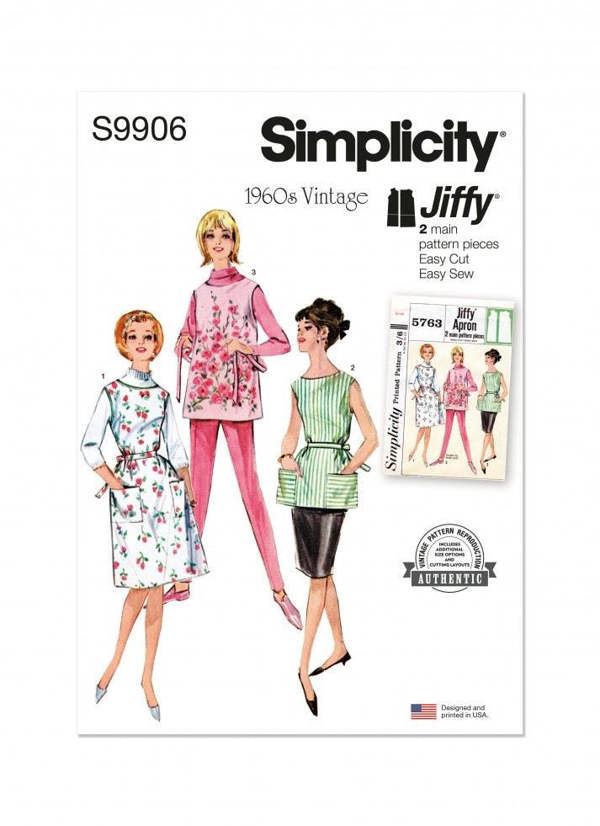 Simplicity Sewing Pattern 9906, Aprons, Vintage Style for Women, A (XS-S-M-L-XL) - Easy