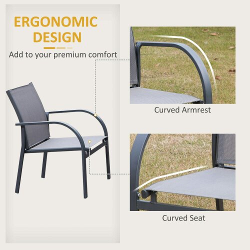 Wyld Haus Babane 4 Seater Minimal Garden Patio Set Grey Mesh Aluminium Frame