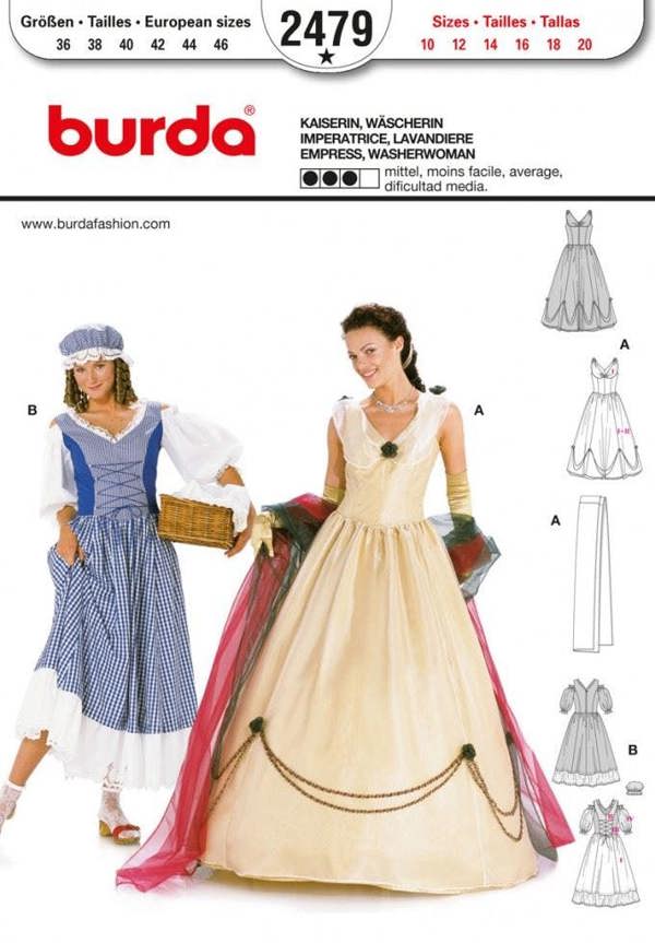 Burda Sewing Pattern 2479 Costumes For Women, Sizes: 10-20 - Intermediate