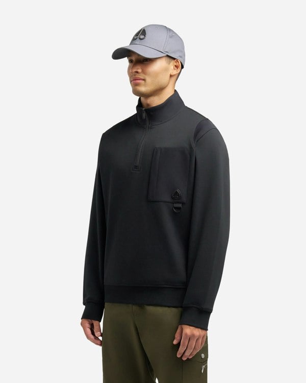 Moose Knuckles Hartsfield Mens 1/4 Zip Sweatshirt - Black 292