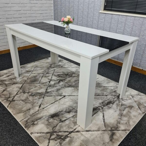 Kosy Koala Dining Table Wood Kitchen Place for 6 Seats, Dining Table Only (White and Black H 75 x L 140 x W 80 cm)