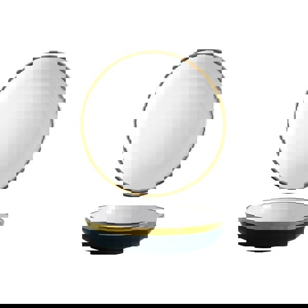 9 Piece Dinner Set, White And Dark Blue-Weilai Concept-Weilai Concept