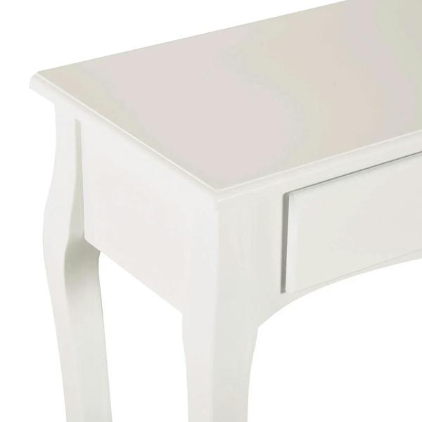 Ivory white console table top with smooth surface and tapered legs