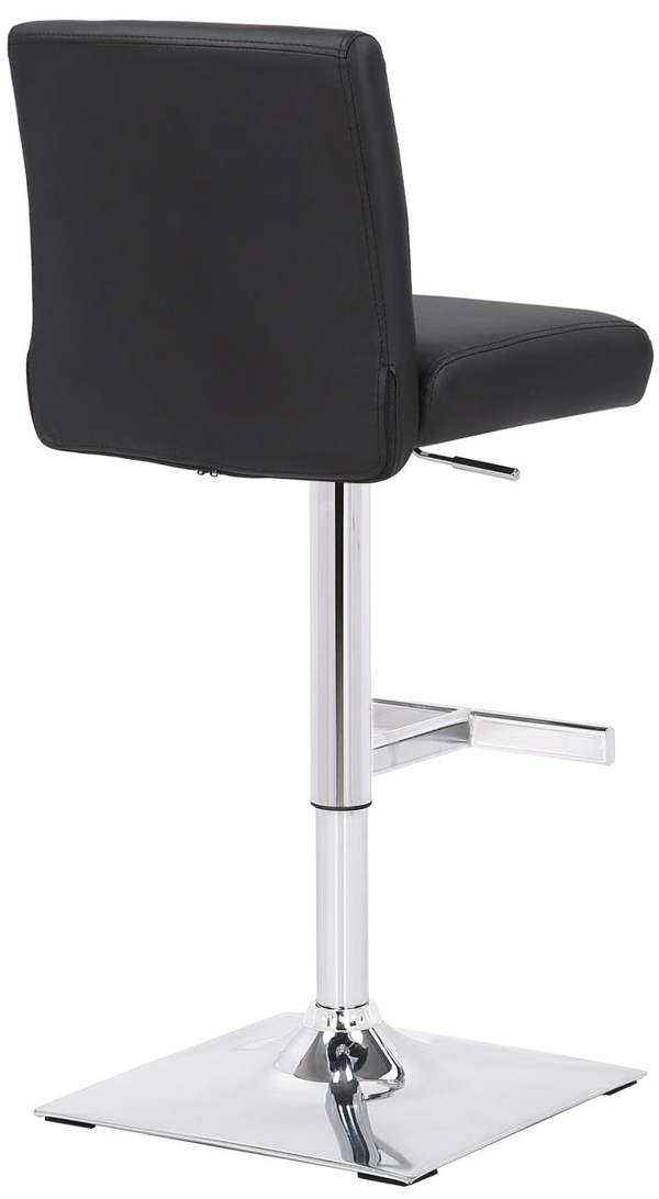 Lamboro Snella Breakfast Bar Stool, Chrome Footrest, Height Adjustable Swivel Gas Lift, Home Bar & Kitchen Faux-Leather Barstool, Black