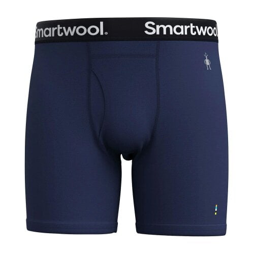 Smartwool Mens Merino Boxer Brief Boxed Underwear Travel Base Layer Black - Deep Navy