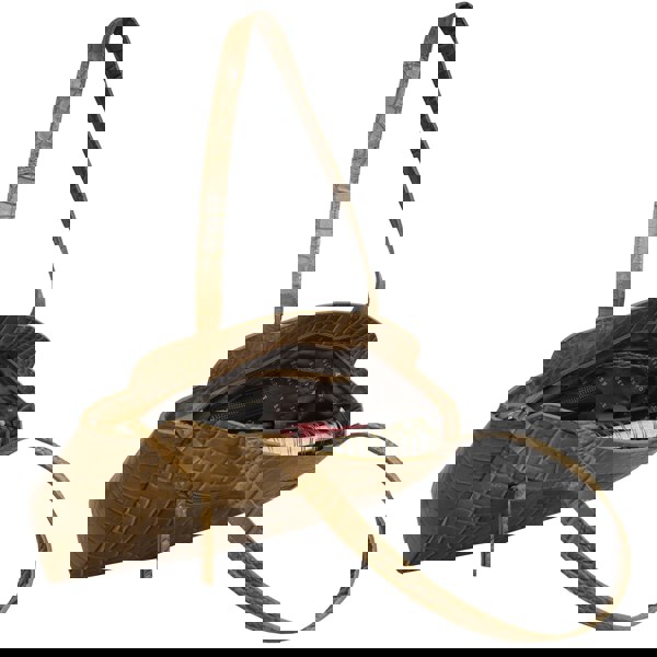 Assots London 'JUDITH' Mustard Croc Real Leather Shoulder Bag