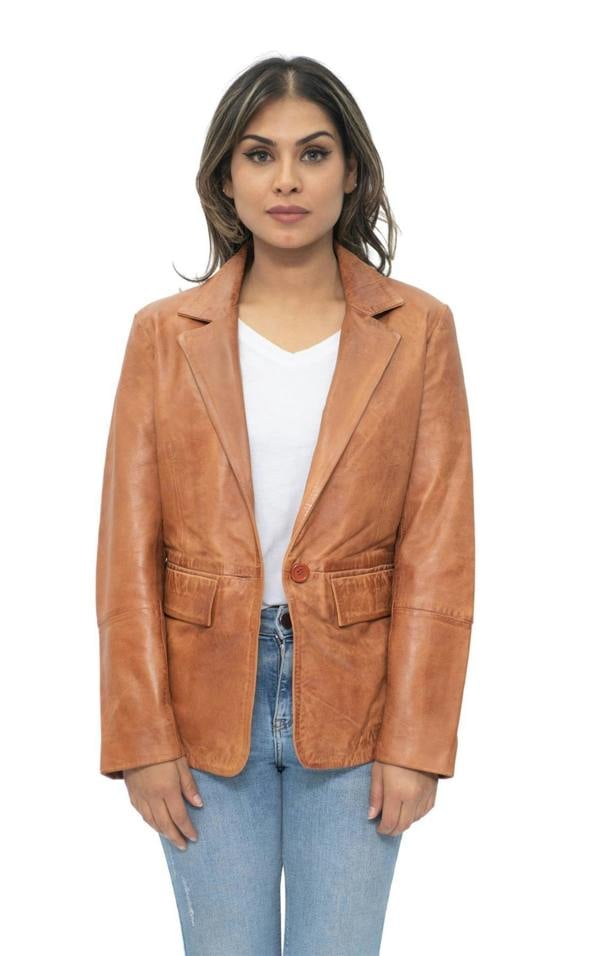 Infinity Leather Womens Soft Leather Blazer Jacket-Apeldoorn