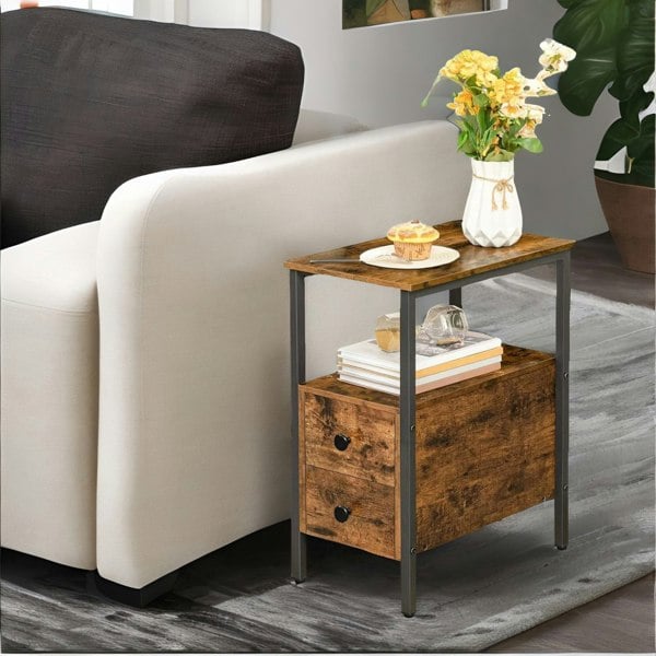 Rafaelo Mobilia Slim Bedside Table with 2 Drawers