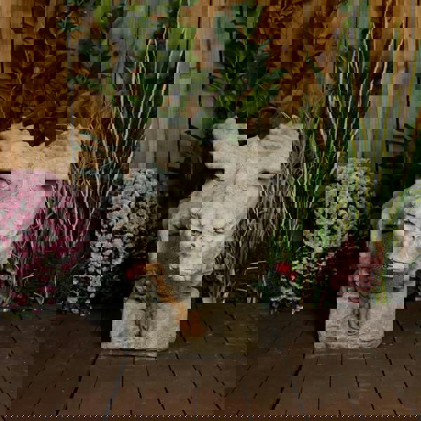 Large Stone Cast Gargoyle on Ball Garden Statue 