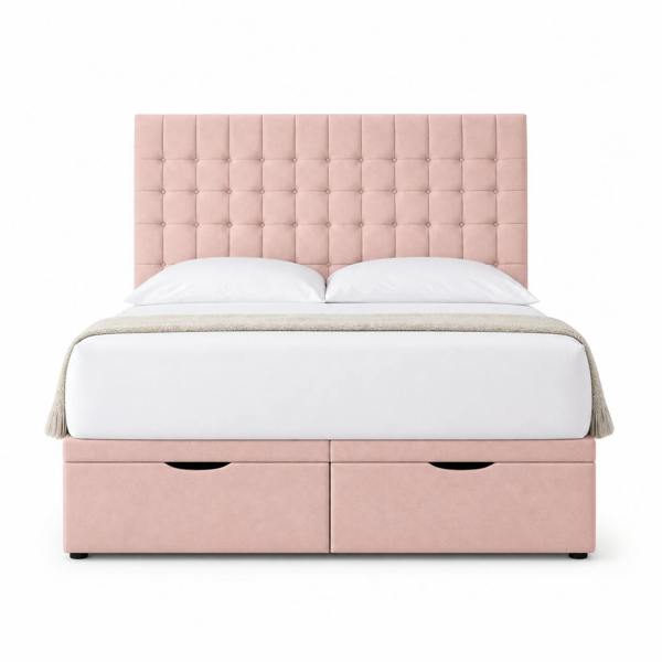 Great British Beds Victoria Divan Ottoman Bed - Pink Plush