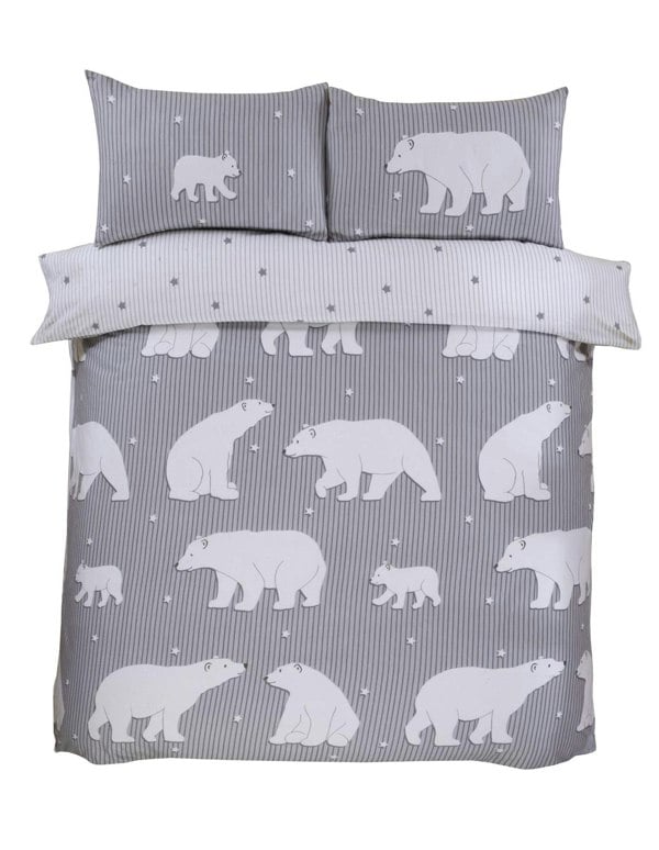 HomeSpace Direct Winter Bears Brushed Cotton Duvet Cover Set