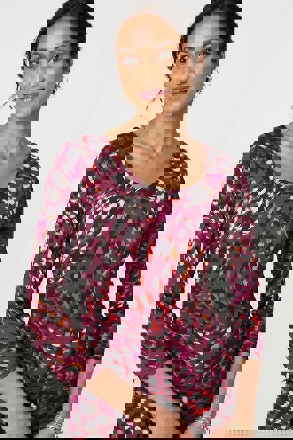 Red | Animal Print Hanky Hem Jersey Dress
