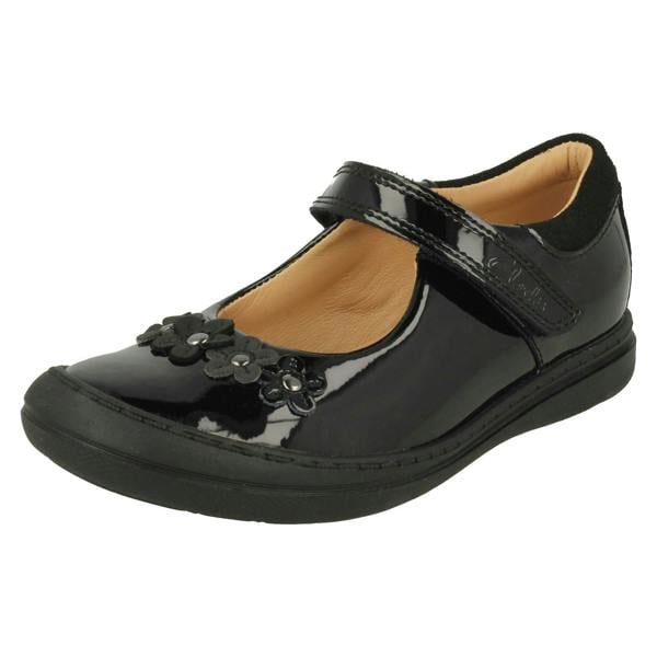 Clarks Girls Clarks Flower Detailed School Shoes Scooter Jump