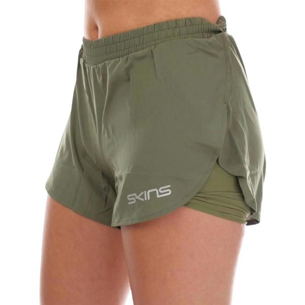Skins Womens/Ladies Series-3 Superpose Running Shorts - Khaki Green - 