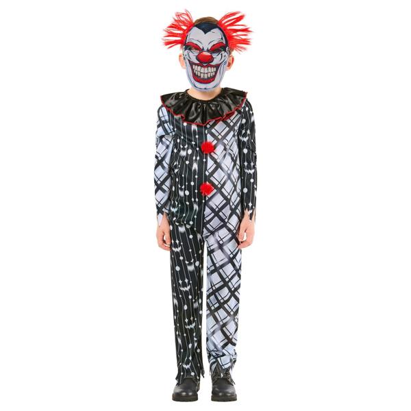 Bristol Novelty Childrens/Kids Sinister Clown Monochrome Costume - Black/White/Red - 