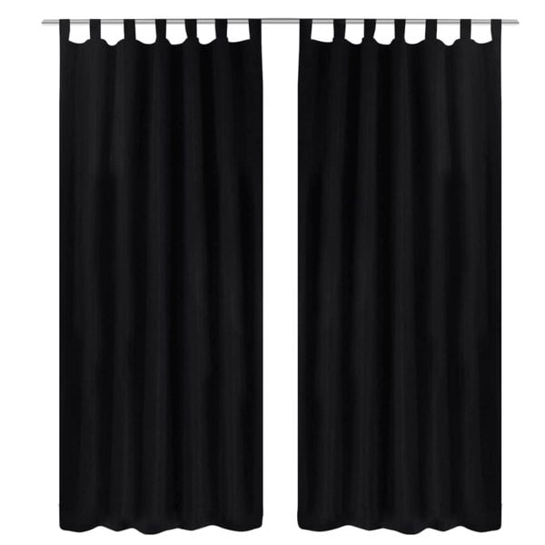 Berkfield 2 pcs Black Micro-Satin Curtains with Loops 140 x 245 cm
