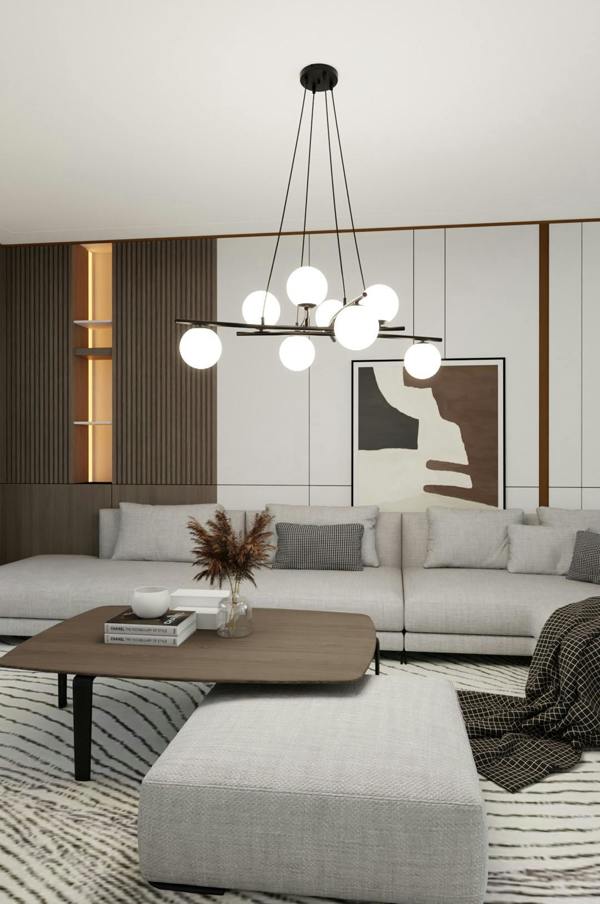 Emibig ESSA Pendant lamp 8 x E14 Black with White Shade