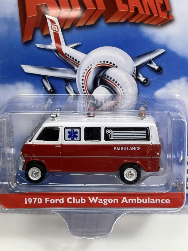 Greenlight Airplane 1970 Ford Club Wagon Ambulance 1:64 Scale 62030B