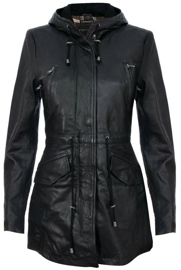 Infinity Leather Womens Leather Hooded Parka Jacket-Bucharest