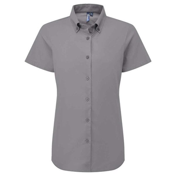 Premier Women's Supreme Oxford Short-Sleeved Formal Shirt - Steel