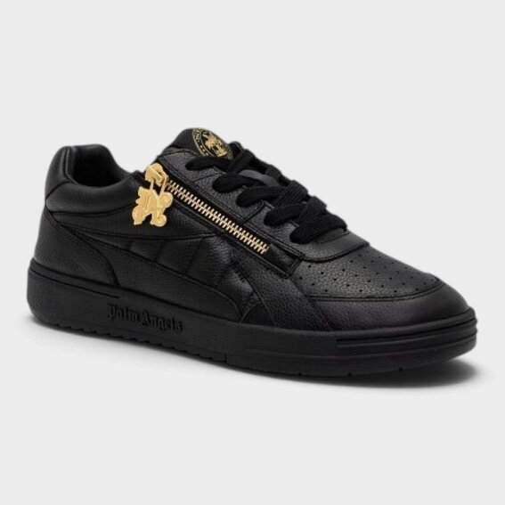 Palm Angels PA Side Zip University Sneakers Black Gold
