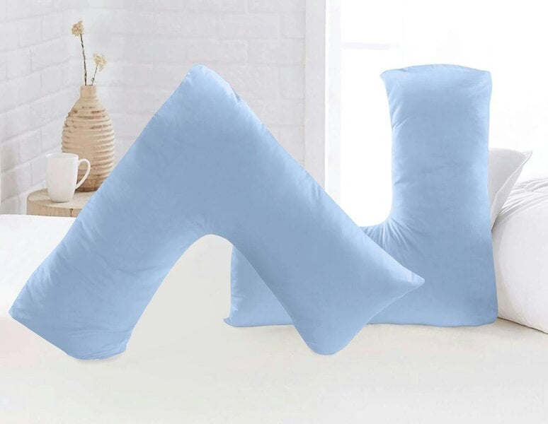 Night Zone Microfibre V Pillow – Ultra Soft Back & Neck Support Pillow with Cover or Cover Only - Sky Blue