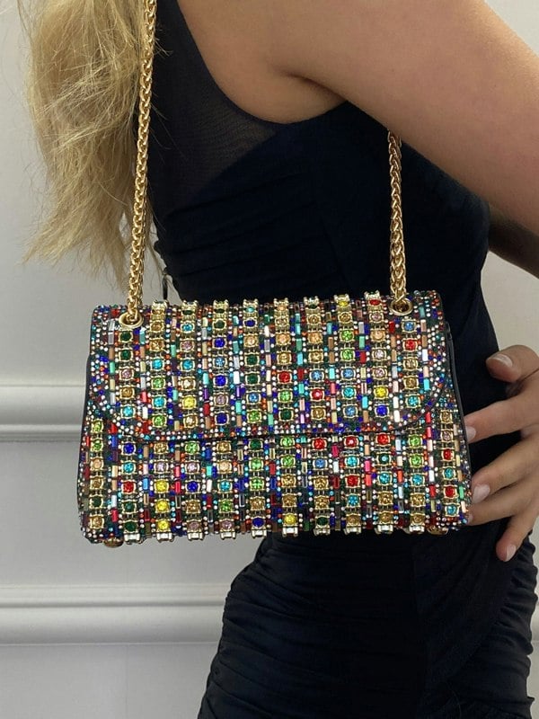 SVNX Multicolour Embellished Shoulder Bag