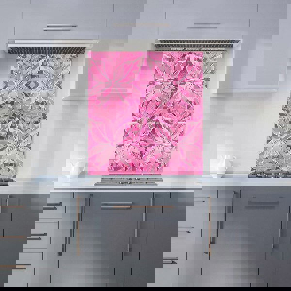 Warren Reed - Designer Pink Abstract Floral Design Kitchen Splashback