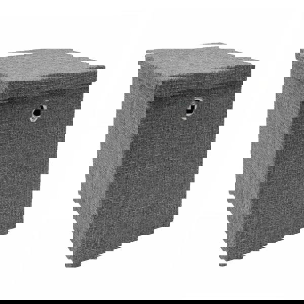 JVL Chroma Foldable Fabric Storage Cube with Lid for Home Organisation, Grey