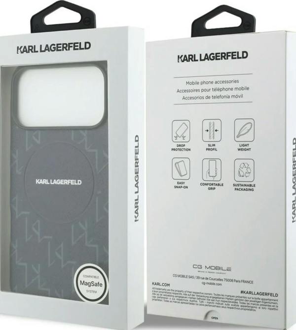Karl Lagerfeld Monogram Logo Case with MagSafe for iPhone 17 Pro Max 6.9" Blue - KLHMP17X5PGKLMCB