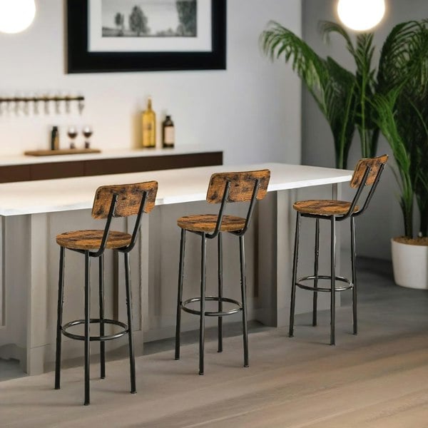 Rafaelo Mobilia Set of 2 Bar Stools with Backrest