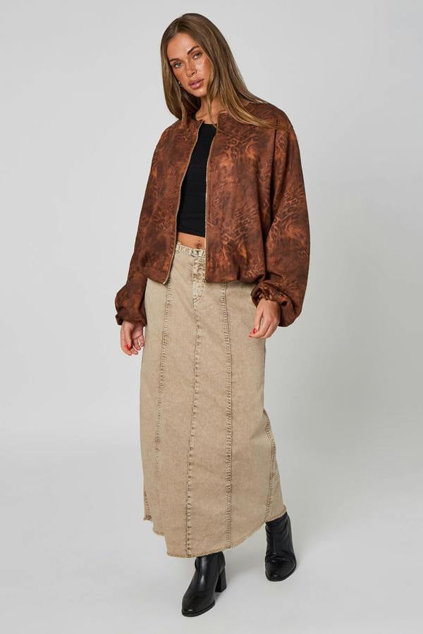 Urban Bliss Animal Faux Suede Bubble Hem Jacket
