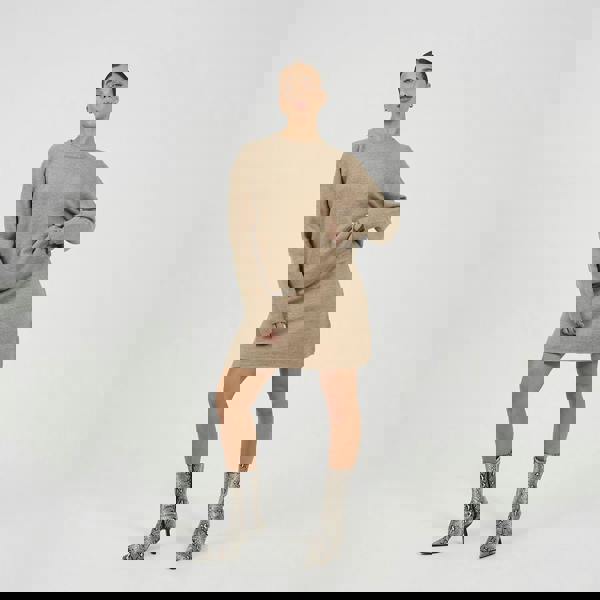 Brave Soul Taupe Knitted Jumper and Mini Skirt Set - Taupe Image 3