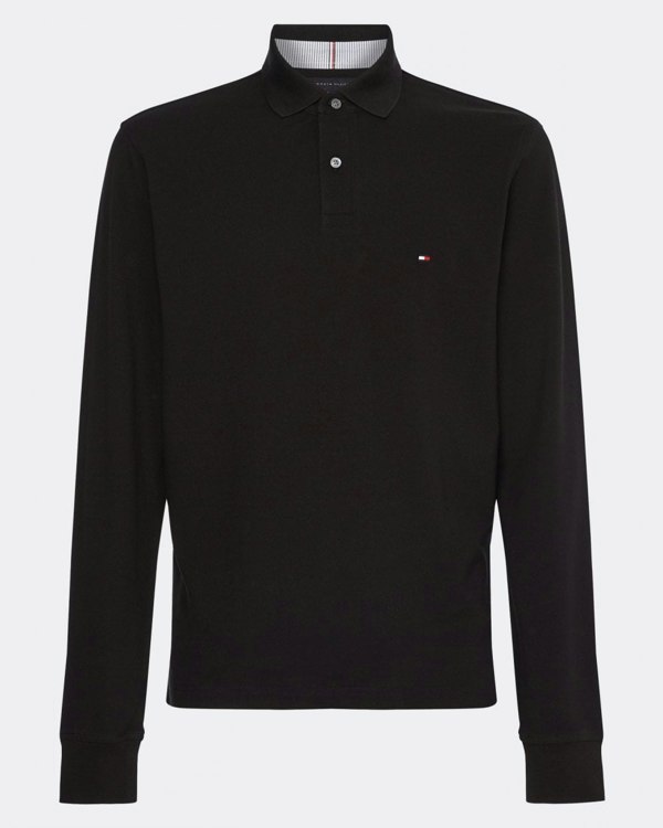 Tommy Hilfiger 1985 Regular Long Sleeve Mens Polo Shirt - Black