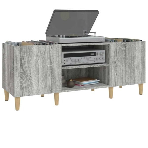 Berkfield Record Cabinet Grey Sonoma 121x38x48 cm Engineered Wood
