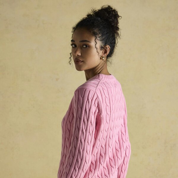 Joules CLASSIC CABLE Sweaters Sweatshirt   in  Pink