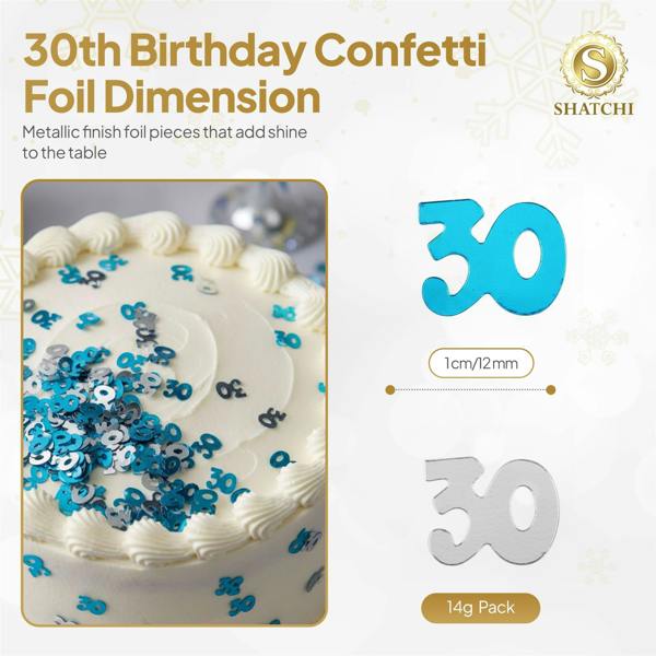 30th Birthday Blue and Silver Metallic Confetti Pack Sizes for Party Tables image 9